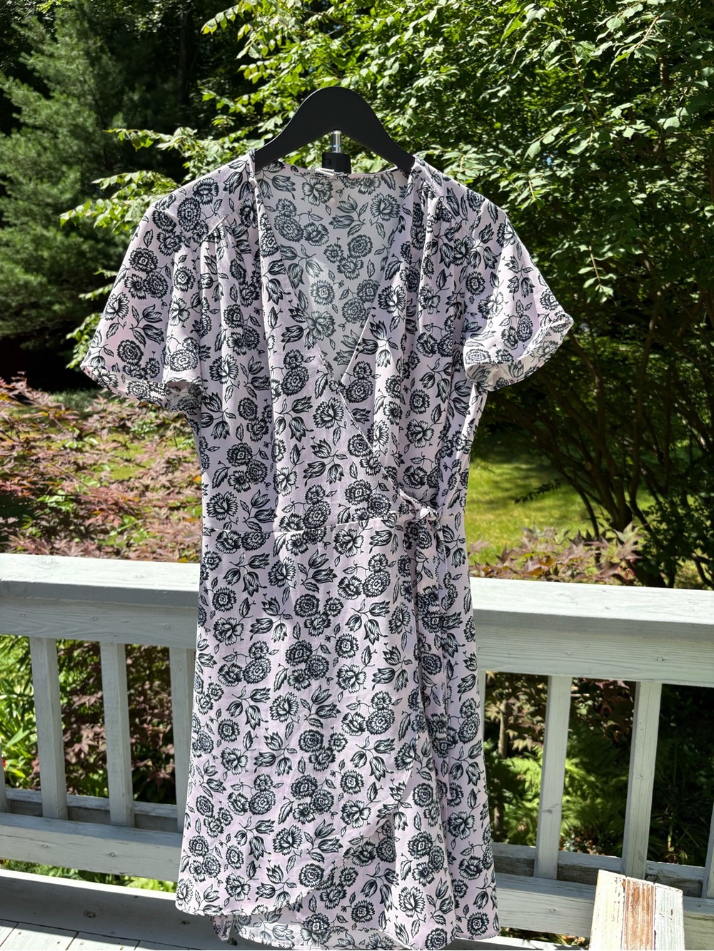 J. Crew Pink and Black Floral Wrap Dress